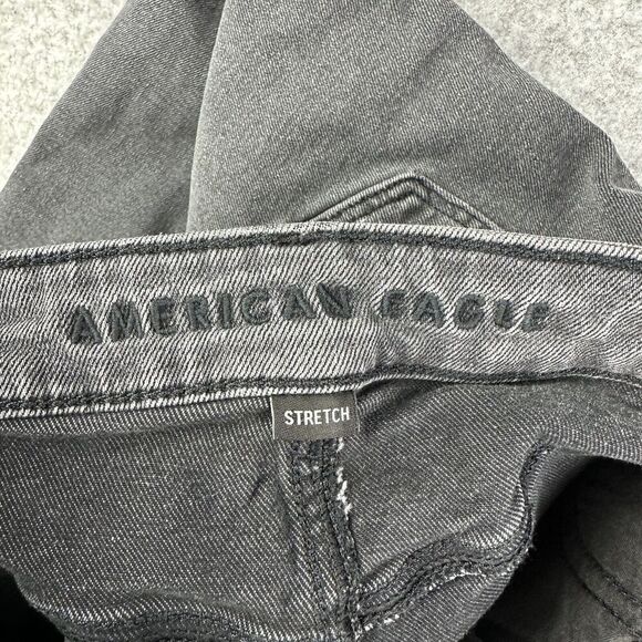American Eagle Mom Jeans Womens 6R Faded Black Casual Everyday Stretch Denim - Picture 12 of 15